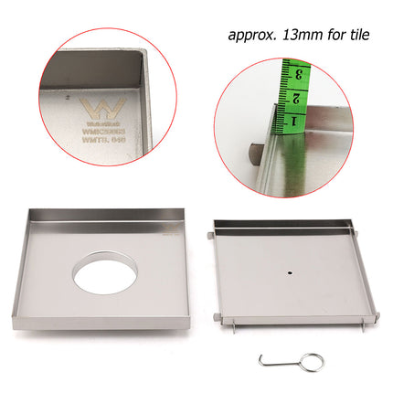 Bathroom Large Square 200x200mm Tile Insert Floor Drain Shower Grate 80mm Waste.