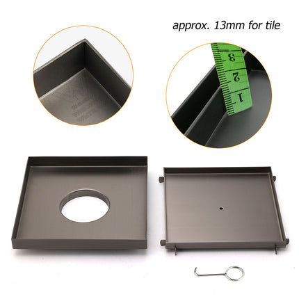Gun Metal Large Square 200x200mm Tile Insert Floor Drain Shower Grate 80mm Waste.