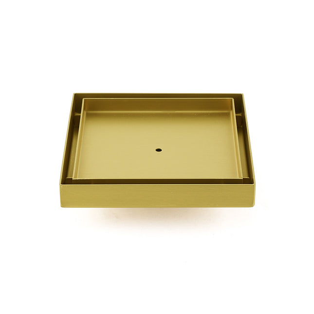 Brushed Gold Square 150x150mm Tile Insert Floor Drain Shower Grate 50mm Waste.