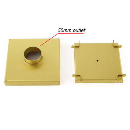 Brushed Gold Square 150x150mm Tile Insert Floor Drain Shower Grate 50mm Waste.