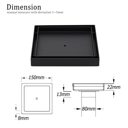 Watermark Black 150x150mm Tile Insert Floor Drain Shower Grate 80mm Waste Outlet.