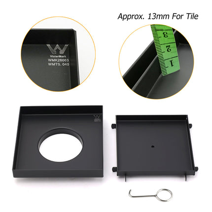 Watermark Black 150x150mm Tile Insert Floor Drain Shower Grate 80mm Waste Outlet.