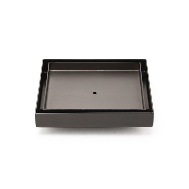 Bathroom Gun Metal 150mm Tile Insert Floor Drain Shower Grate 80mm Waste Outlet.