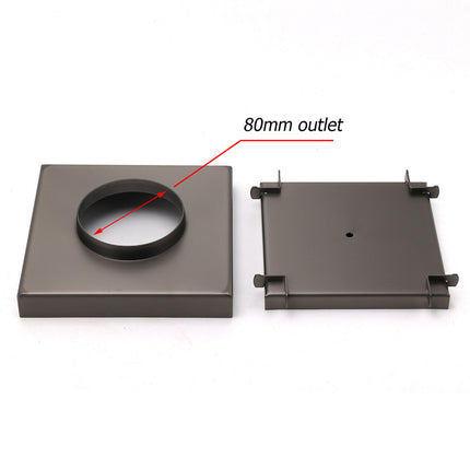 Bathroom Gun Metal 150mm Tile Insert Floor Drain Shower Grate 80mm Waste Outlet.
