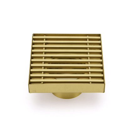 Brushed Gold Smart Square 100mm Strip Fence Floor Drain Shower Grate 50mm Waste.