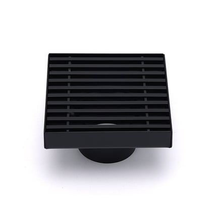 Matt Black 100mm Square Strip Fence Shower Grate Bathroom Floor Drain 50mm Waste.