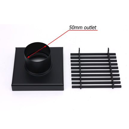 Matt Black 100mm Square Strip Fence Shower Grate Bathroom Floor Drain 50mm Waste.
