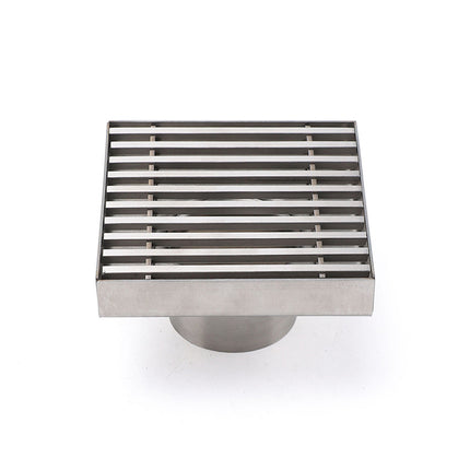 Bathroom SUS 100mm Square Strip Fence Sword Shower Grate Floor Drain 50mm Outlet.
