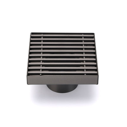 Gun Metal SUS 100mm Square Strip Fence Floor Drain Small Shower Grate 50mm Waste.