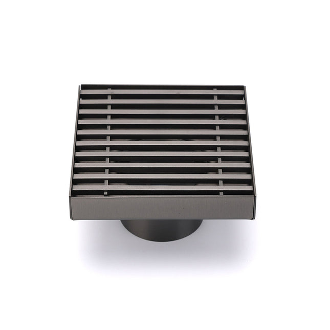 Gun Metal SUS 100mm Square Strip Fence Floor Drain Small Shower Grate 50mm Waste.