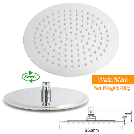 WELS Chrome 10" Round Rain Handheld Twin Shower Head Arm Sliding Rail Arm Double Taps Control.