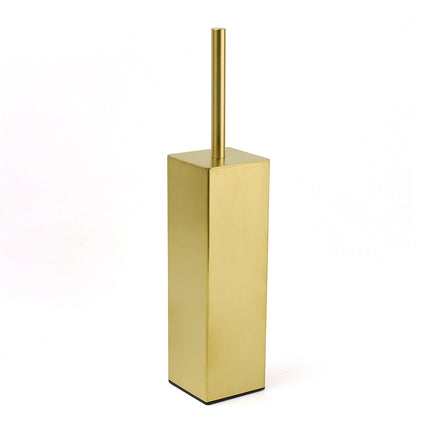 Brushed Gold Modern Stainless Steel Square Toilet Brush Wall Mounted Holder Cup.