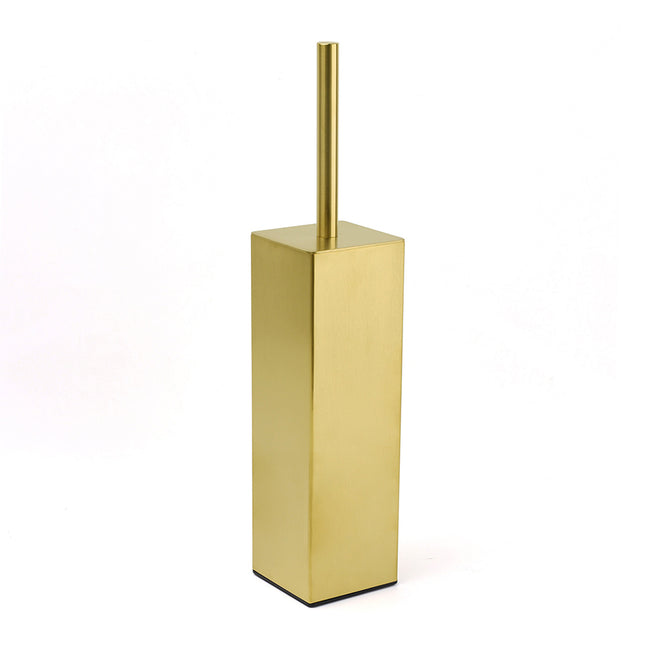 Brushed Gold Modern Stainless Steel Square Toilet Brush Wall Mounted Holder Cup.