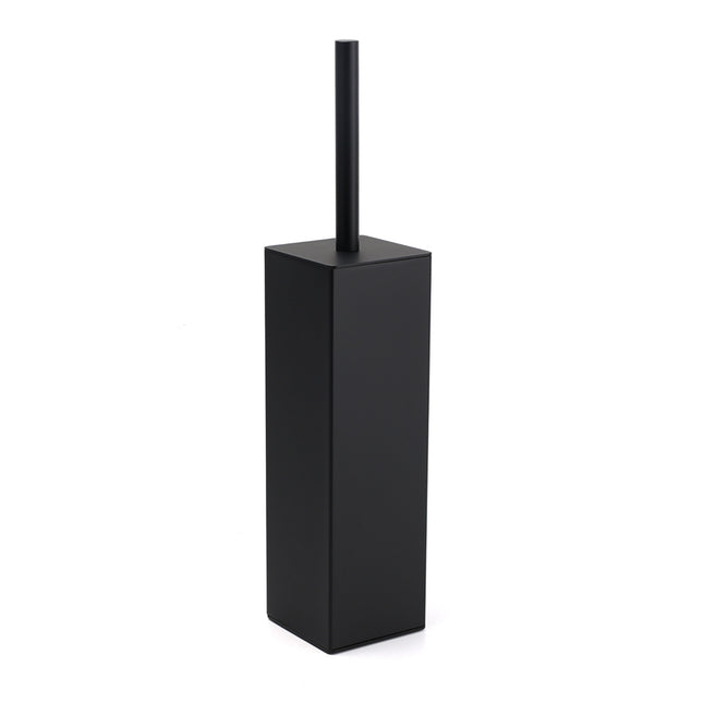 Matt Black Square Stainless Steel Bathroom Accessory Toilet Brush Holder Cup Set.