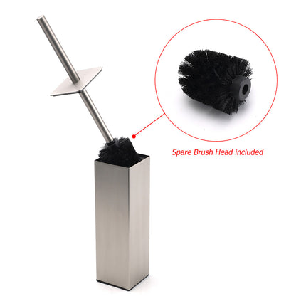 Brushed Nickel Cubic Square Toilet Brush Stainless Steel Wall Mounted Holder Cup.