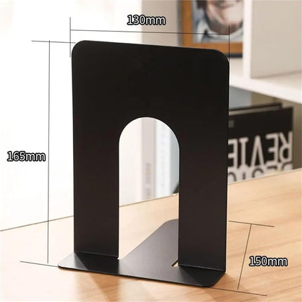 Bookends - Metal - Iron bookshelves - To be used for supporting books and organizing your desk - 13 × 15 × 16.5 cm - Black.