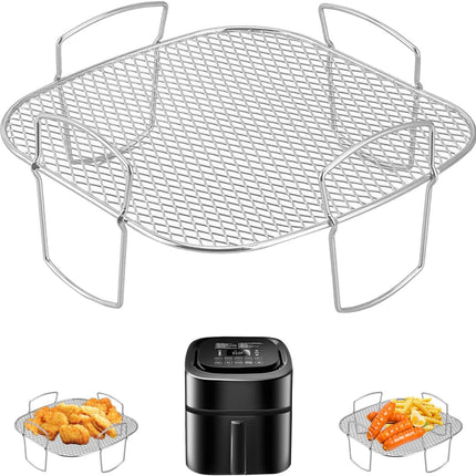 Square air fryer rack - Air fryer baking pan - Air fryer accessories - Stainless steel - 20 cm.