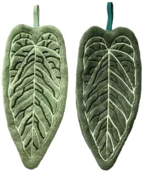 Towels - Towel set - Soft, absorbent kitchen and bathroom towels made of coral fleece with hanging loops for easy dishwashing and hand washing - 2-pack (dark green, light green).
