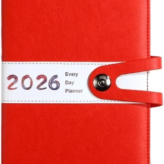 Agenda 2026 Adults - Planner - Journal - Organizer - Business - Texture - PU Material - A5 Format - Red.