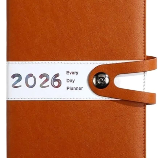 Agenda 2026 adults - Planner - Journal - Organizer - Business - Texture - PU material - A5 format - Brown.