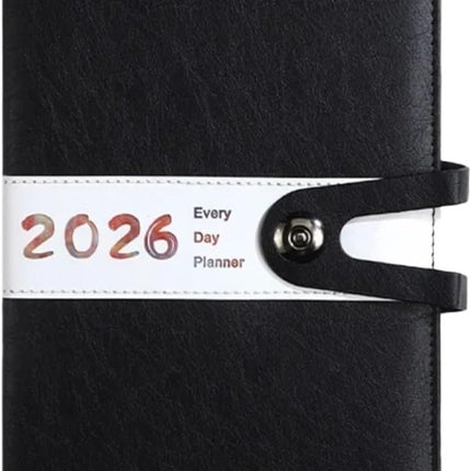 Agenda 2026 Adults - Planner - Journal - Organizer - Business - Texture - PU Material - A5 Format - Black.