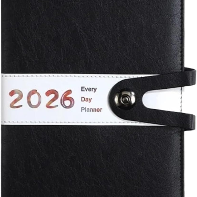 Agenda 2026 Adults - Planner - Journal - Organizer - Business - Texture - PU Material - A5 Format - Black.