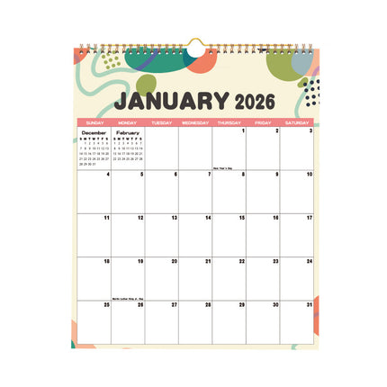 Calendar 2026 - Hangable 12 Months - Calendar - With wire-o-binding - Yearly calendar - Monthly planner - Wall calendar - 37 x 30cm.