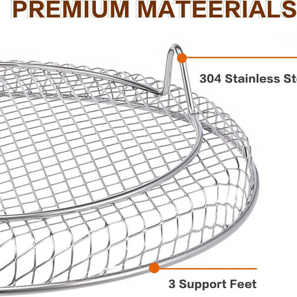 Multi-layer air fryer rack (3 round layers) - Air fryer baking pan - Air fryer grid - 304 stainless steel - Safe to use in air fryers, steam ovens, regular ovens and dishwashers.