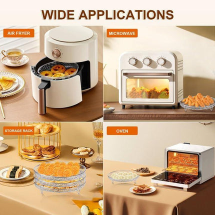 Multi-layer air fryer rack (3 round layers) - Air fryer baking pan - Air fryer grid - 304 stainless steel - Safe to use in air fryers, steam ovens, regular ovens and dishwashers.