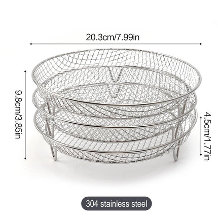 Multi-layer air fryer rack (3 round layers) - Air fryer baking pan - Air fryer grid - 304 stainless steel - Safe to use in air fryers, steam ovens, regular ovens and dishwashers.