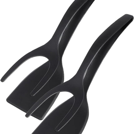 Set of 2 Food Tongs - 2-in-1 Flipper/Deep Fryer - Egg Flipper - Spatula with Clip - Egg Flipper, Kitchen Tools for Home.