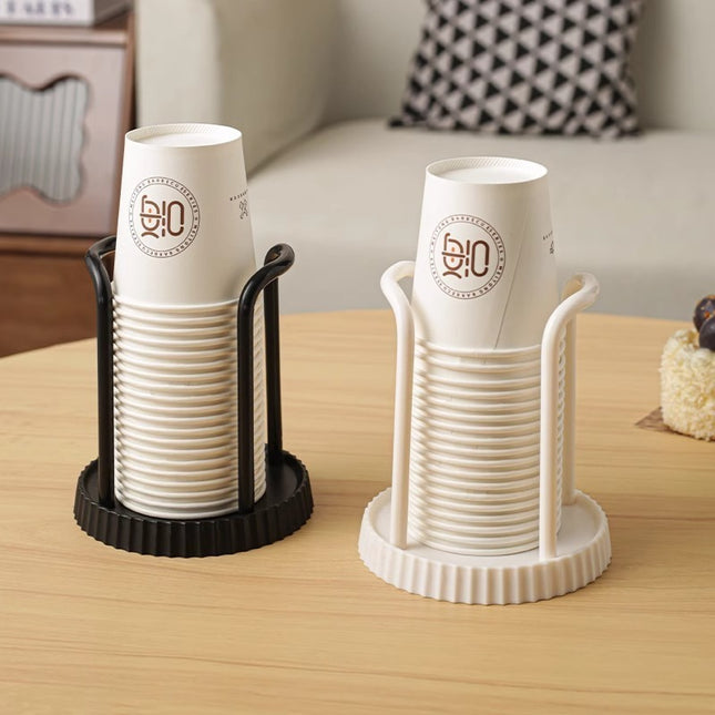 Disposable cup holder for paper cups - practical cup holder - paper cup dispenser for the desk - cup dispenser - Multifunctional paper cup holder - set of two (black + white).