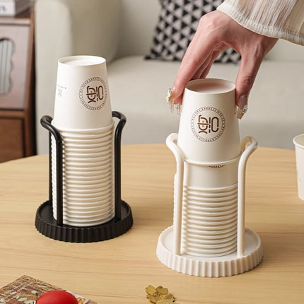Disposable cup holder for paper cups - practical cup holder - paper cup dispenser for the desk - cup dispenser - Multifunctional paper cup holder - set of two (black + white).