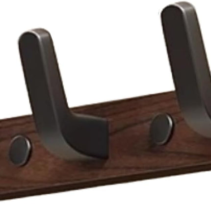 Coat rack - Wall coat rack - Coat rack with hooks - Storage rack - 25 × 3 cm - Wooden coat rack - Walnut - 3 hooks - Black.
