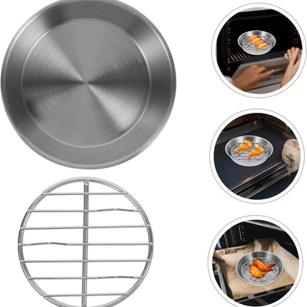 Baking tray for air fryer - Air fryer baking pan - Air fryer accessories - Baking tray with rack - Made of 304 stainless steel - 12 cm.