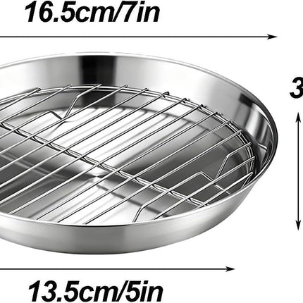 Baking tray for air fryer - Air fryer baking pan - Air fryer accessories - Baking tray with rack - Made of 304 stainless steel - 16 cm.