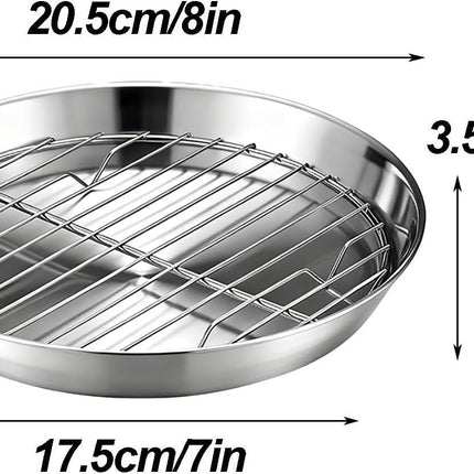 Baking tray for air fryer - Air fryer baking pan - Air fryer accessories - Baking tray with rack - Made of 304 stainless steel - 20 cm.