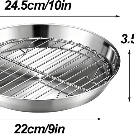 Baking tray for air fryer - Air fryer baking pan - Air fryer accessories - Baking tray with rack - Made of 304 stainless steel - 25 cm.