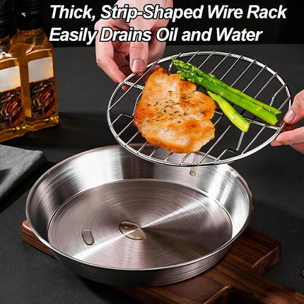 Baking tray for air fryer - Air fryer baking pan - Air fryer accessories - Baking tray with rack - Made of 304 stainless steel - 25 cm.