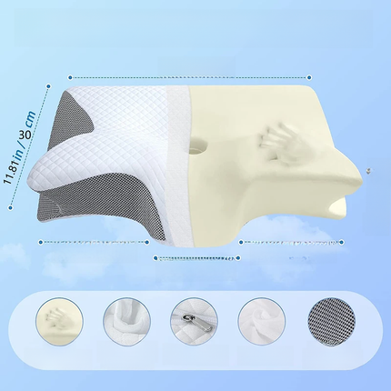 Viscoelastic Neck Pillow, Ergonomic Contour 2-in-1 Neck Pain Orthopedic Pillow, Contour Support Pillow, 1 Unit Light Gray None No, Light gray.