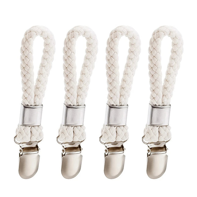 4pcs Braided Cotton Loop Metal Towel Clip Household Organization Accessories for Home Bedroom Dorm Organize Rack.