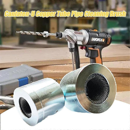2-Pack Copper Pipe Cleaning Brush, Full-Metal HVAC Pipe Cleaning Brush for Drill Power 1/4in Shaft.