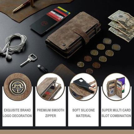 Compatible with Samsung Galaxy A22 5G Case Wallet Durable PU Leather Magnetic Flip Zipper Card Holder - Brown Brown ingen_max.