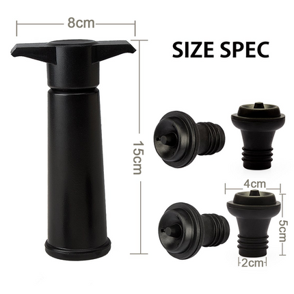Vacu Vin Black Pump with Wine Saver Stoppers - Keeps Wine Fresh.