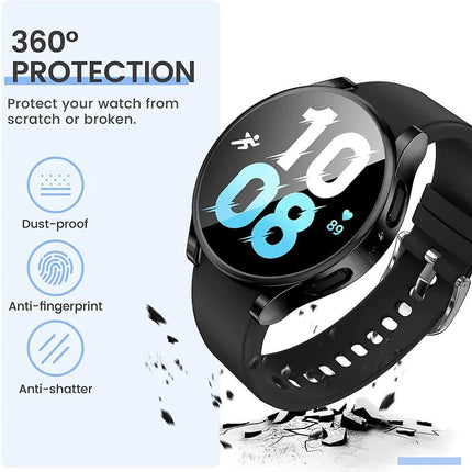 Compatible with Samsung Galaxy Watch 4 5 6 40 mm 44 mm Case Protection Silicone TPU Bumper Screen Protector Black Galaxy Watch6 44mm.
