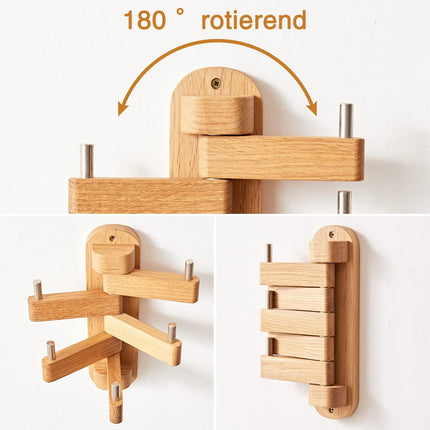 Oak Coat Rack, Wooden Wall Mounted Coat Rack for Entryway, Living Room, Bedroom, Bathroom.