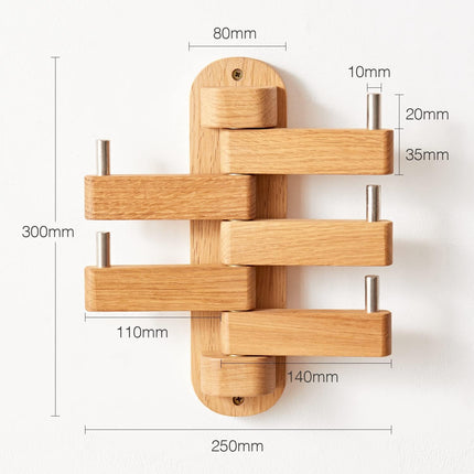 Oak Coat Rack, Wooden Wall Mounted Coat Rack for Entryway, Living Room, Bedroom, Bathroom.