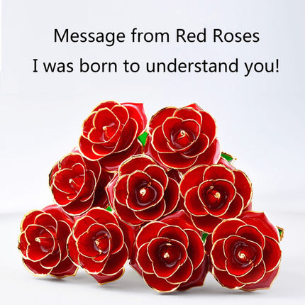 24K Gold Plated Rose, Dried Flower Kit with Gift Box and Display Stand, Rose Red.