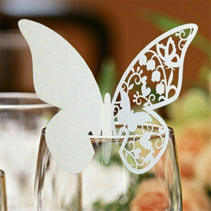 40pcs Butterfly Hanging Glass Cards - Wedding Decoration - Creative White 40pcs.