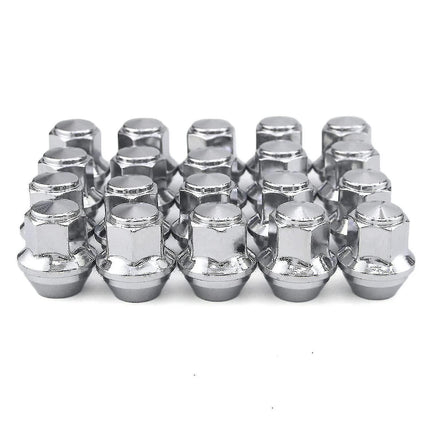 Aluminum Wheel Nuts. M12 X 1.5 Conical 19mm Hex Replacement for Ford Alloy Wheels (Silver).